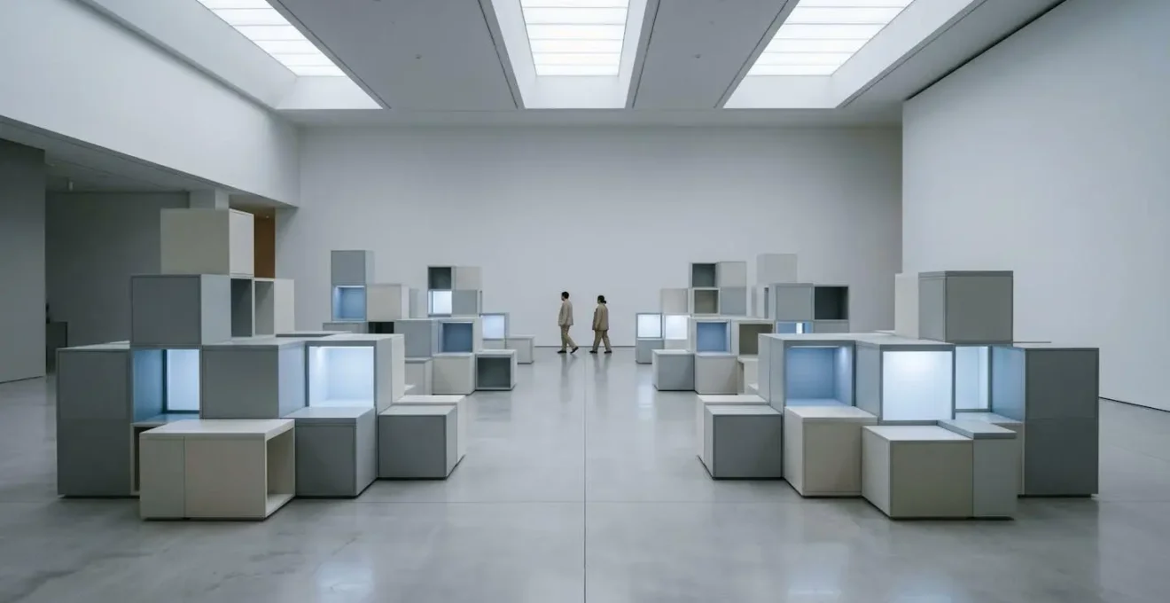 Représentation abstraite d'une architecture technique résiliente avec des modules indépendants symbolisant les microservices, assurant la continuité de l'activité.