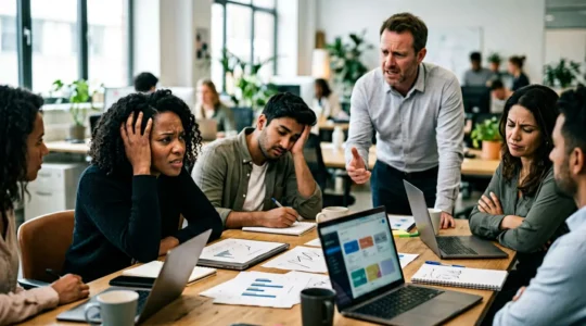 Scène représentant la résistance au changement dans l'adoption d'un CRM en entreprise