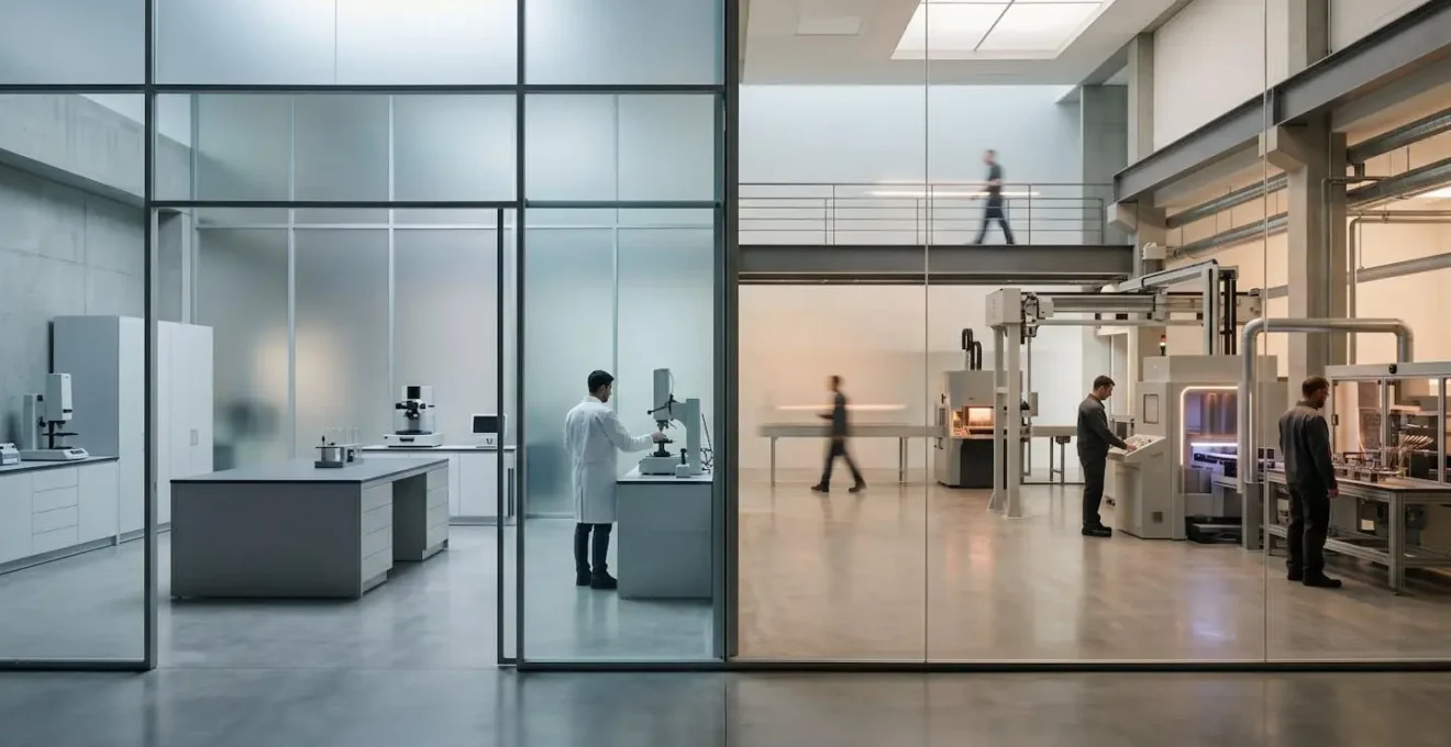 Représentation visuelle de la séparation entre environnements de test et production dans une architecture logicielle